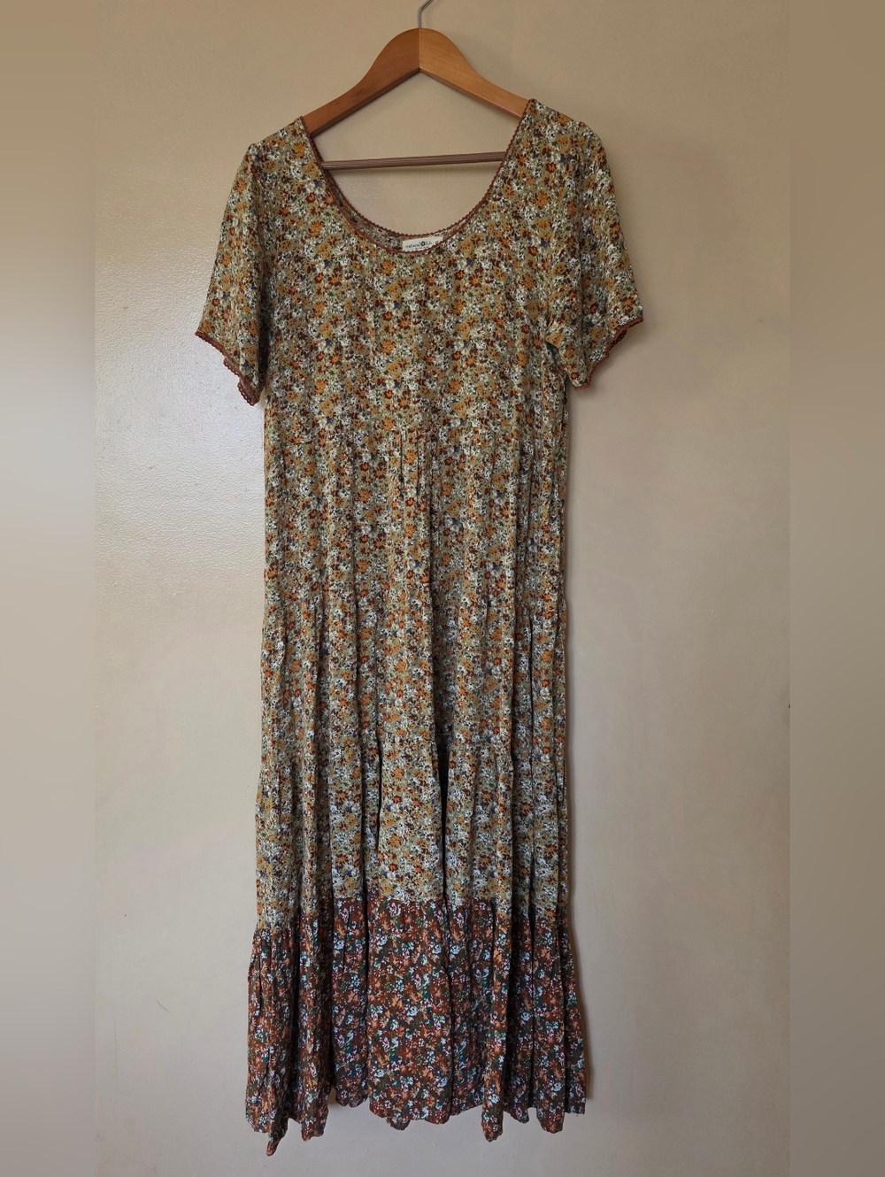 Natural Life Lucia Floral Tiered Maxi Dress M Oversized Boho Cottagecore Prairie - Picture 2 of 12